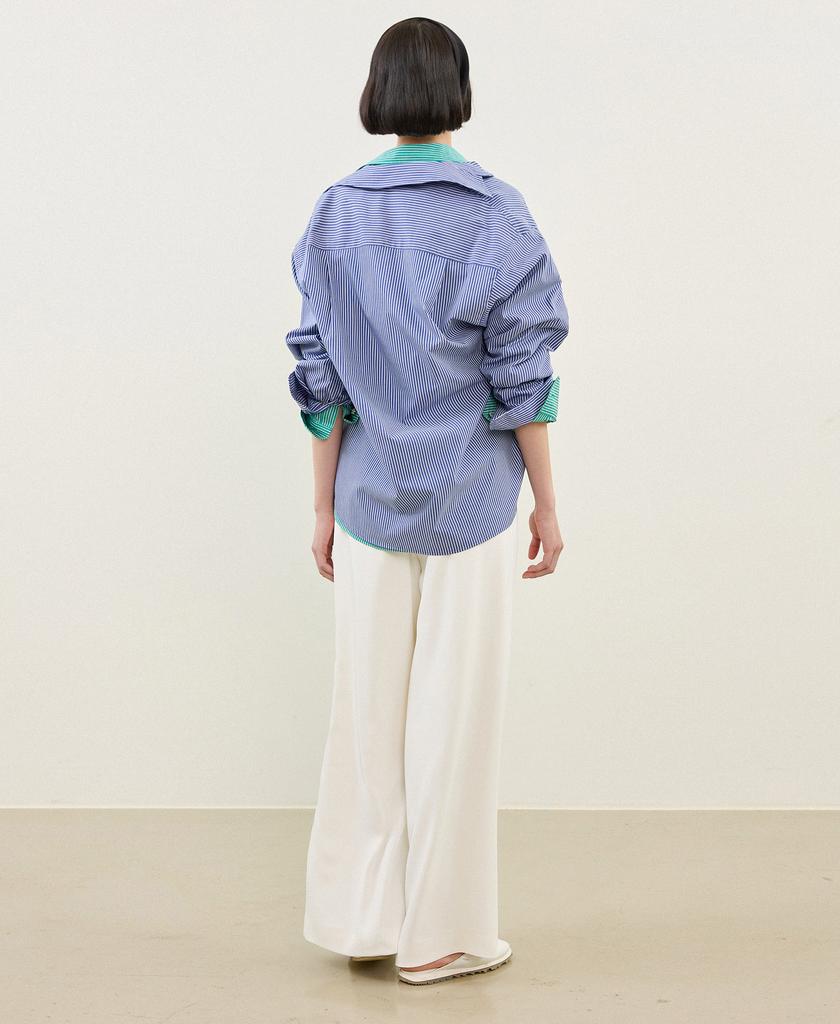 LAFELSORTOF Embroidered Point Striped Shirt