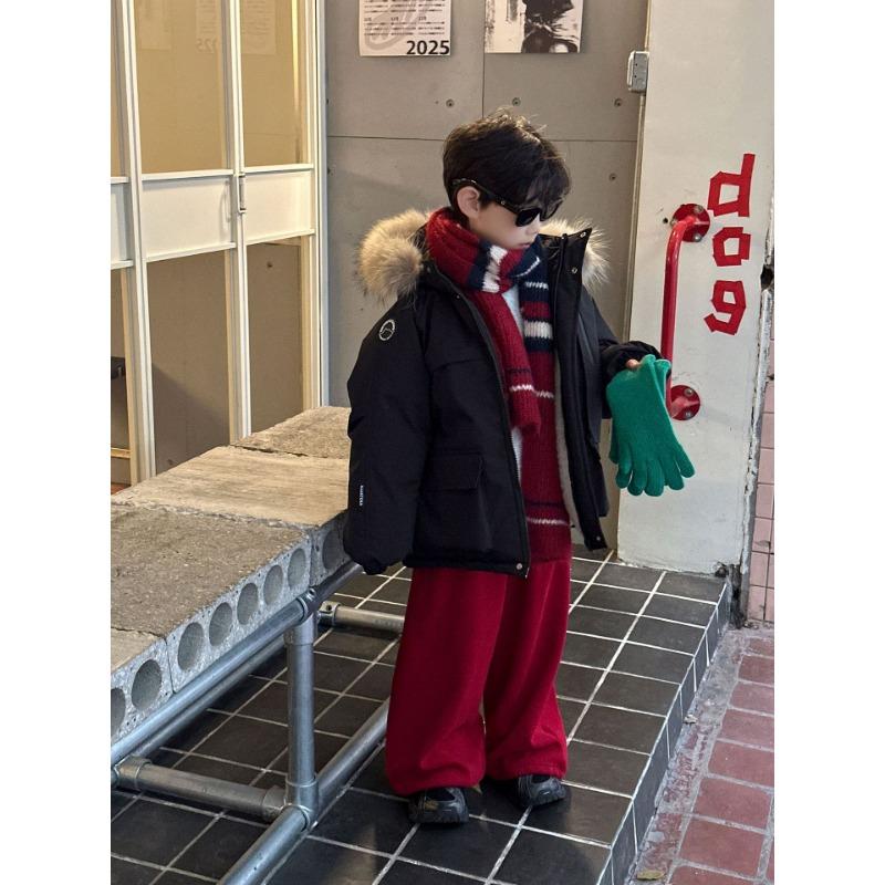 Boys Warm Fleece Lined Casual Solid Long Children Pants
