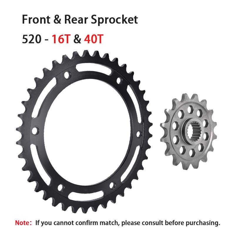 Motorcycle 520 Chain 16T Front Sprocket 40T Rear Sprocket 16 40 Teeth T For BMW G310GS G310R G310 G 310 GS R 2016 2017 2018-2026