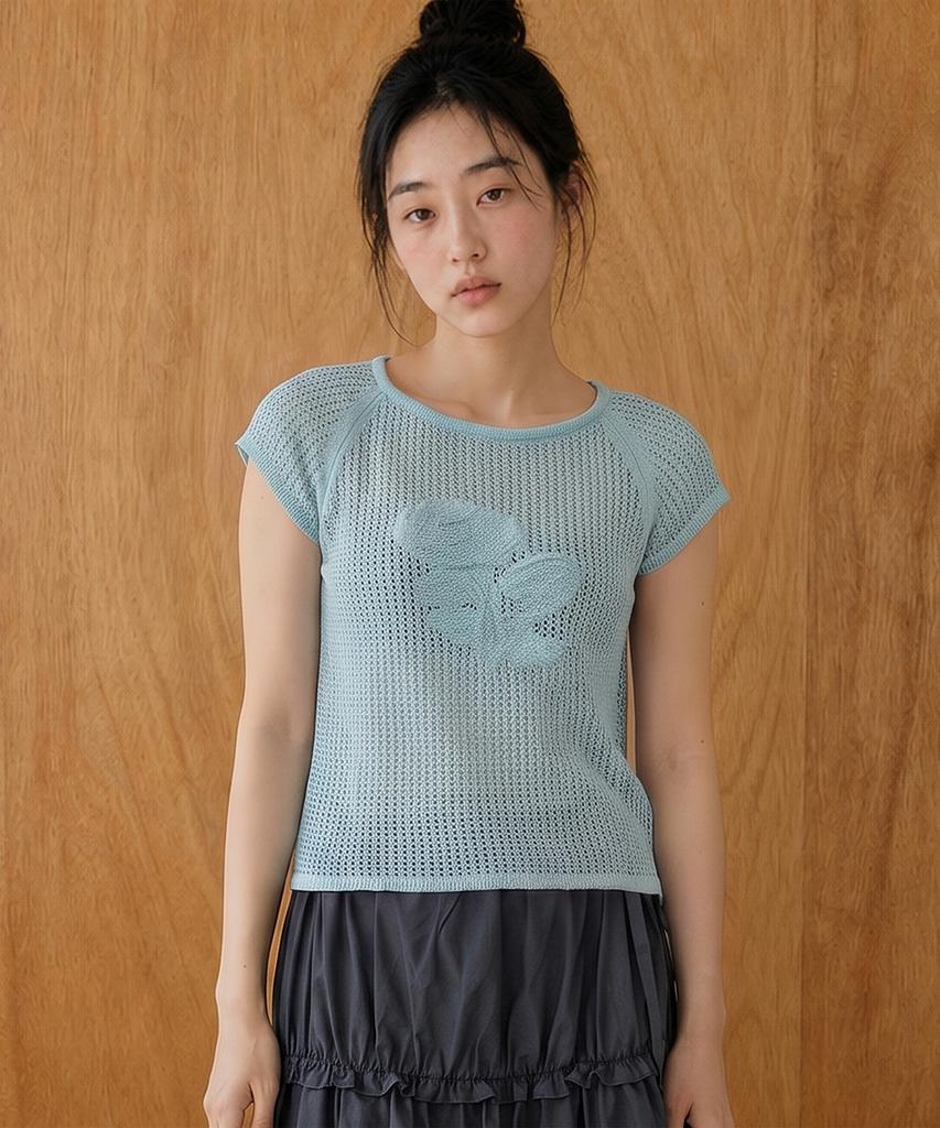 TOPGIRL Rose Cap Sleeve Knit Top_T611Tp232