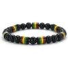 New Handmade National Flag Color Strand Bracelet Men Women 8mm Obsidian Stone Braclet Meditation Healing Braslet Leisure Jewelry