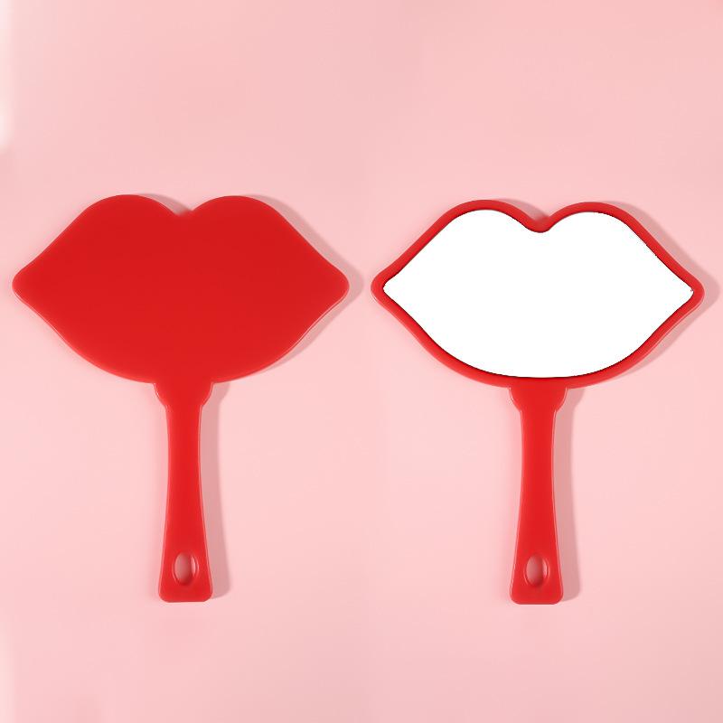 HD Lip Makeup Mirror with Plastic Handle, Vanity Mirror with DIY Option