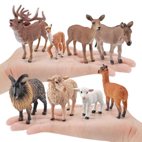 Animal Figurine Simulation Donkey Alpaca Red Deer Sheep Animal Model Toys Desktop Ornament Gift for Home