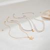 Ingemark 3Pcs Creative Heart Imitation Pearl Polymer Clay Chain Necklace Boho Metal Conch Starfish Pendant Choker Y2K Jewelry