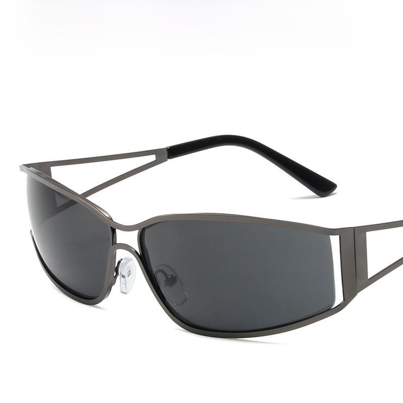 Futuristic Metal Sunglasses With Uv400 Protection For Outdoor Parties And Travel