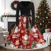 Women's Vintage V-Neck Long Sleeve Christmas Print Casual Dress