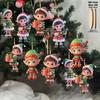 10pcs/set Christmas Wooden Pendant Take The Gift Elf Xmas Tree Hanging Ornament Perfect for Xmas Party Decor Home New Year Gifts