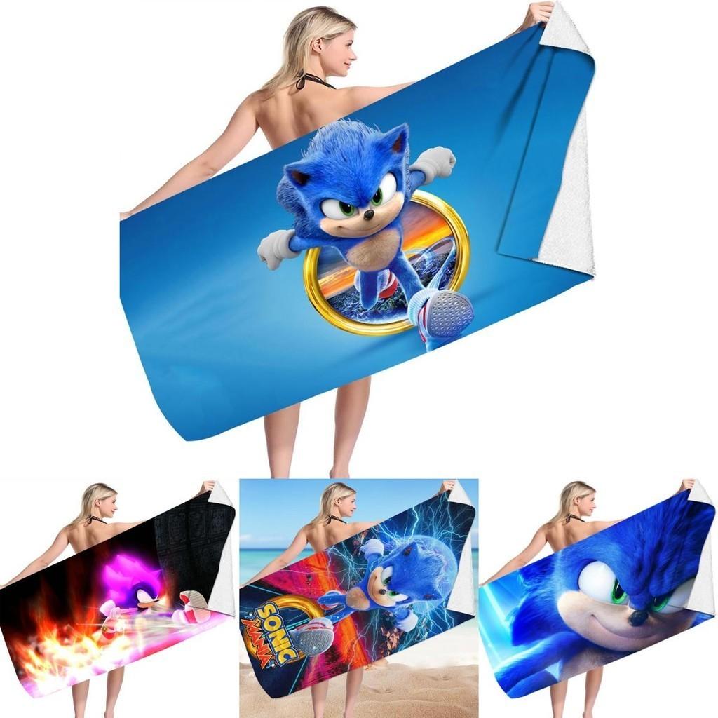 Sonic Beach Towel Microfiber Bath Towel For Kids And Adults Soft And Cozy With Eye-catching Design