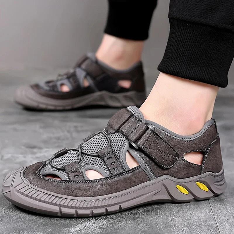 2025 Vintage Classic Mens Sandals Summer Genuine Leather Sandals Men Outdoor Casual Lightweight Sandal