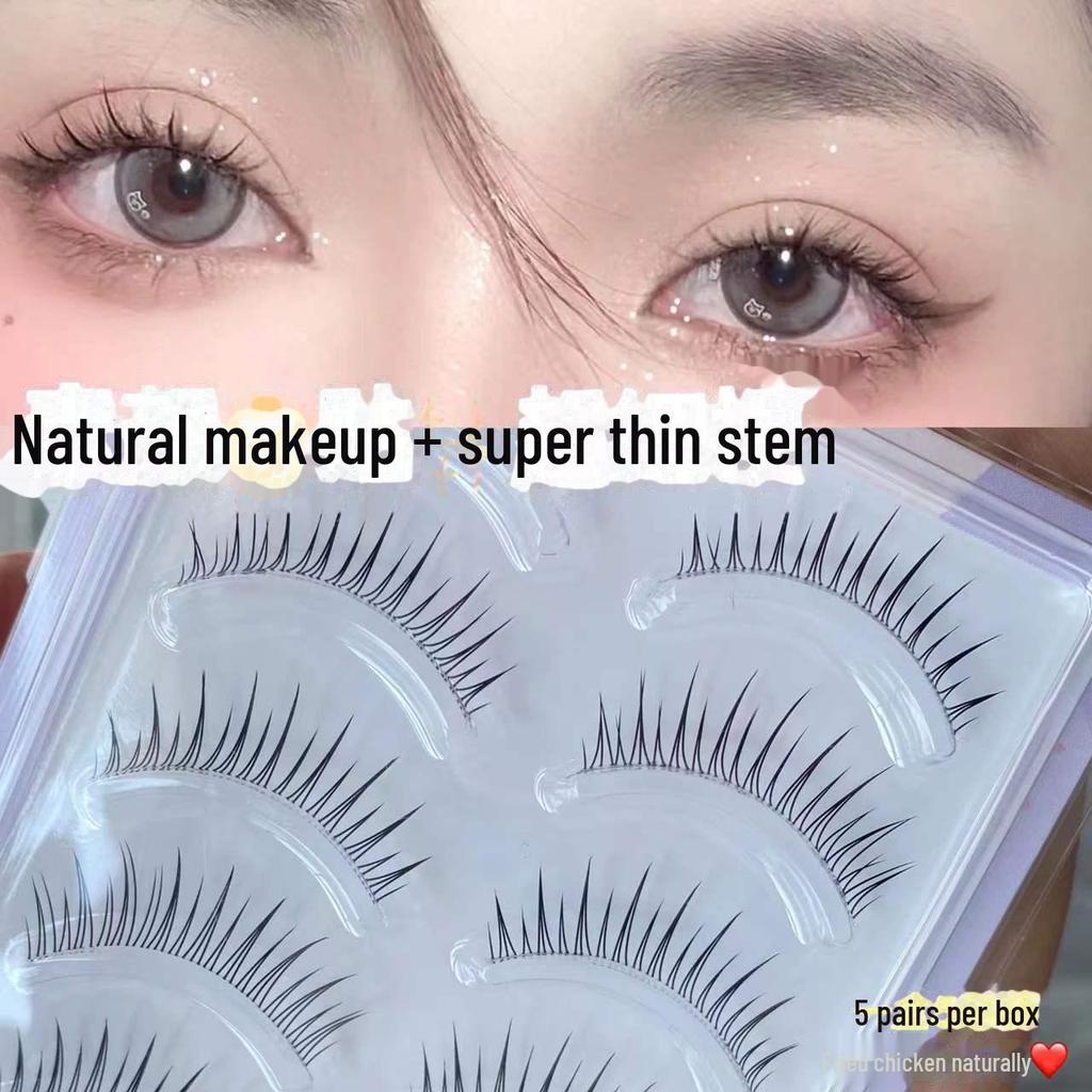 Mengji Shangpin M08 Airy Sunflower Fairy False Eyelashes - Natural Transparent Thin Stem