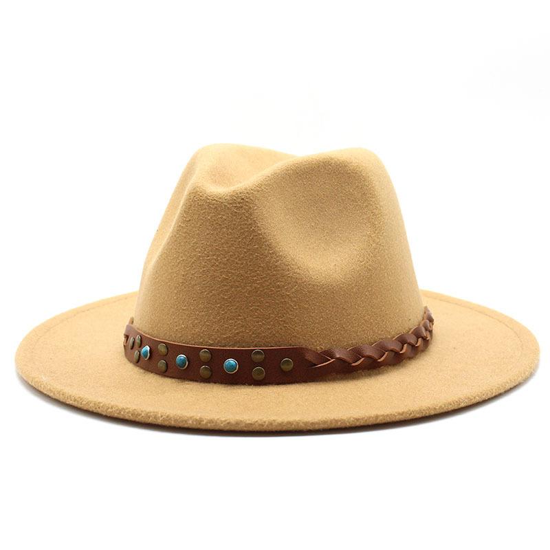 Felt Hat British Belt Vintage Versatile Top Hat Men'S And Women'S Jazz Hat Wool Hat