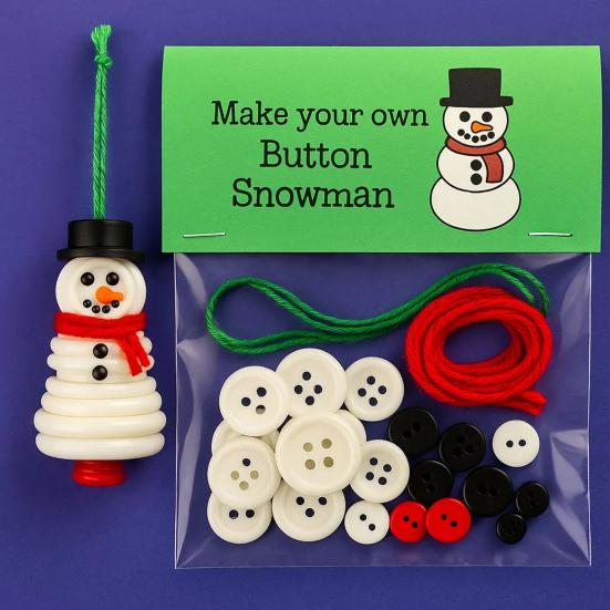 DIY Christmas Button Ornament Button Snowman Xmas Tree Decoration Kit Hanging Button Santa Claus Craft Set for Kids Adults Festive Home Decor