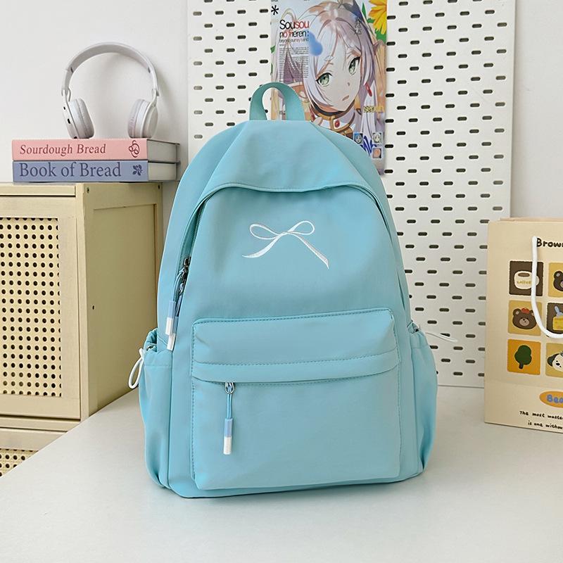 Schoolbag, College Student Backpack, Middle School Laptop Bag, Korean Style Minimalist Girl's Bow School Bag, Large Capacity Backpack for Women