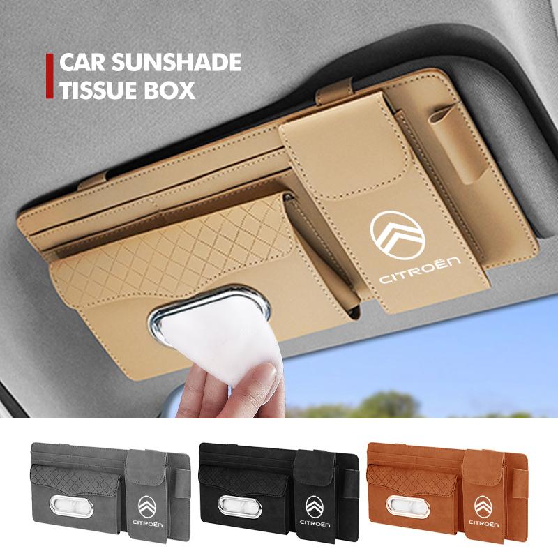 Car Sun Visor Tissue Glasses Card Ticket Pouch Storage Organizer For Citroen C4 C3 C5 C1 C2 C6 C4L DS3 DS4 Berlingo Picasso