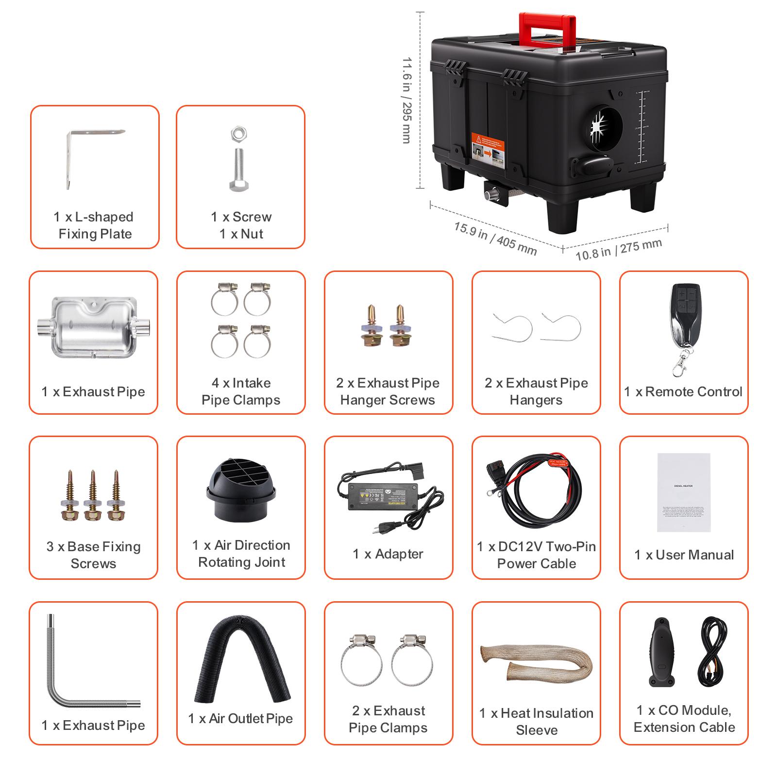 

SucceBuy 8 кВт Дизельный обогреватель 12 В/24 В Дизельный воздушный обогреватель Обогреватель для автомобиля с Bluetooth и CO-сигнализацией Автономный обогреватель для транспортных средств и улицы