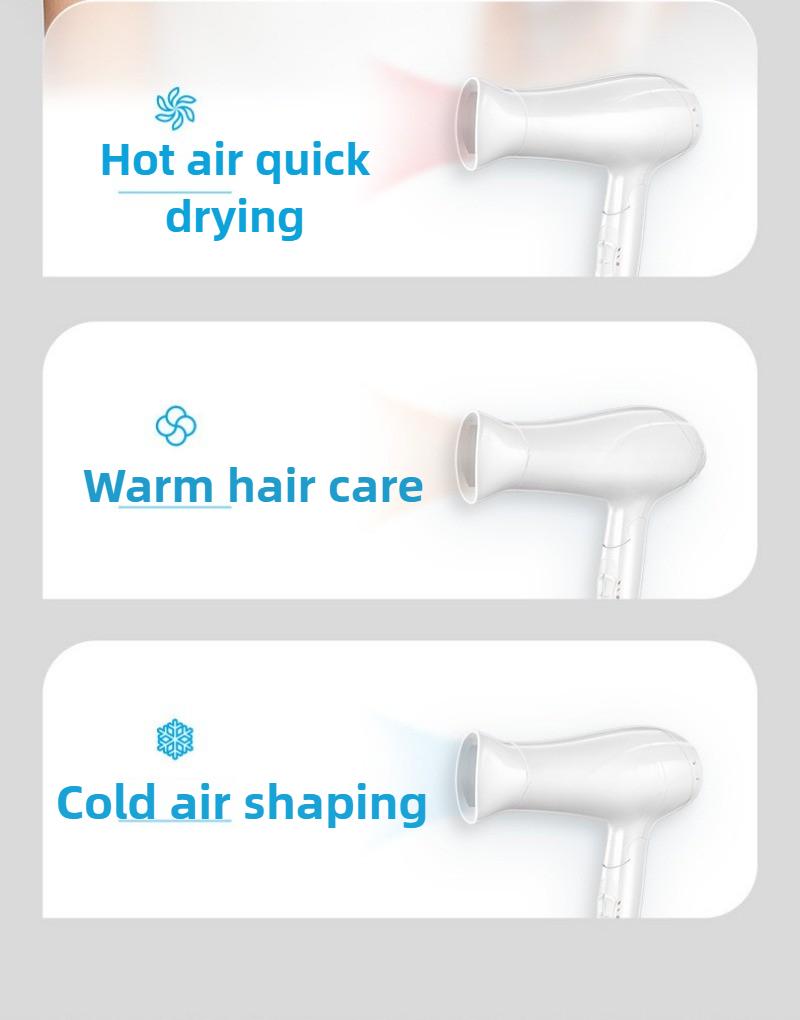 Corrugated Silk Hair Dryer Handle Foldable Hair Dryer 2000W High-power Household Hair Dryer Thermostatic Care 3 Levels