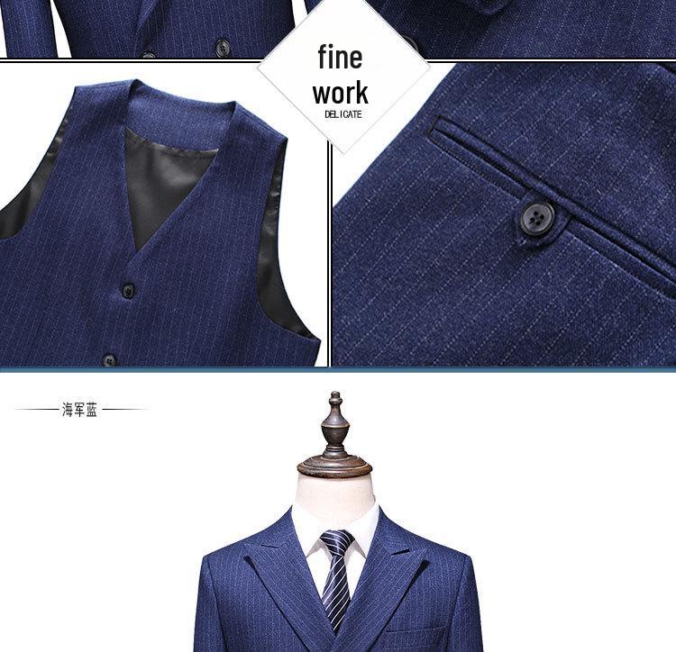 Korean Style Slim Fit Striped Men's Suit Set - Casual Blazer Jacket for Weddings and Professional Wear
