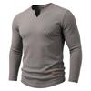Mens Long Sleeve V Neck Casual T Shirt Basic Top