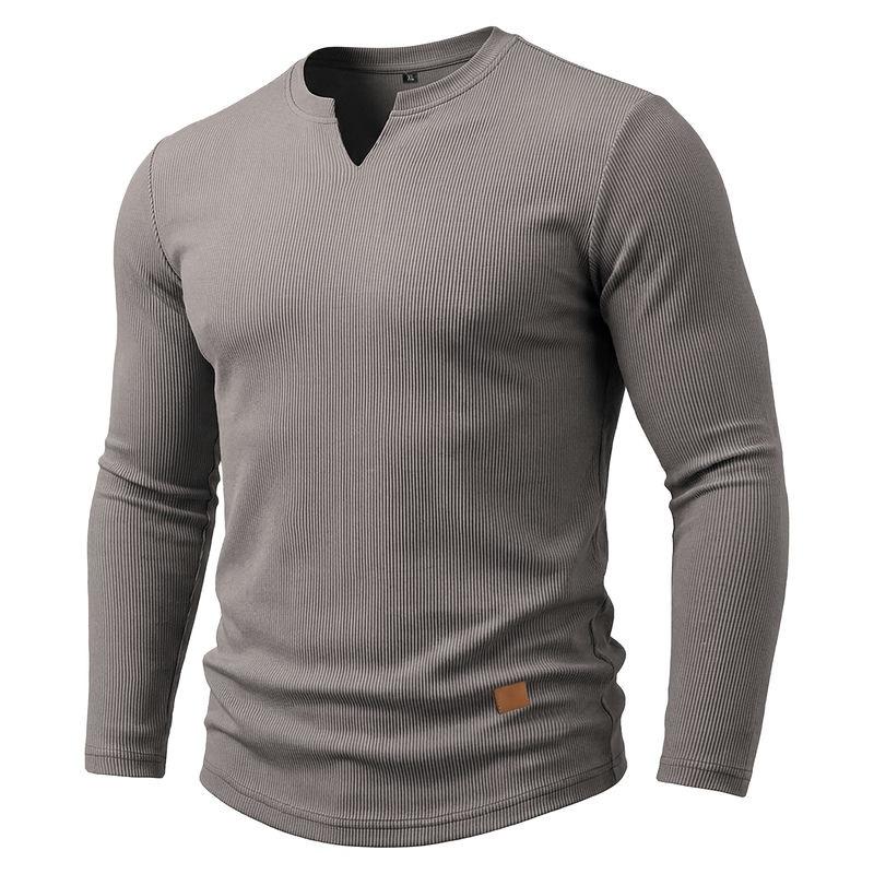 Mens Long Sleeve V Neck Casual T Shirt Basic Top