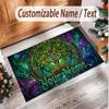 Tree of Life Theme Soft Crystal Velvet Rug Custom Name & Text Print Non Slip Floor Rug for Bedroom Living Room