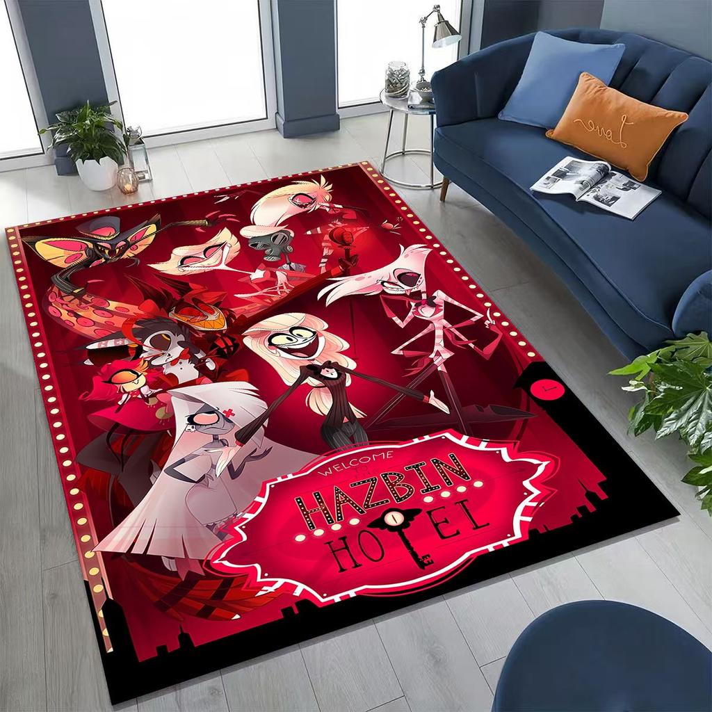 Alfombra de Dibujos Animados 3D H-Helluva Boss Blitzo H-Hazbin Hotel para Dormitorio Sala de Estar Sofá Decoración de Felpudo para el Hogar, Alfombra Antideslizante para el Suelo