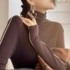 Fashion Turtleneck Pullovers Women Autumn and Winter Slim Fit Long Sleeved Top Elegant Office Lady Sweaters Black White