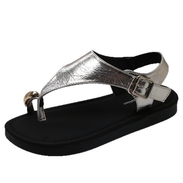 Flache Zehenplattform-Sandalen Sommerkleidung Französischer Badeurlaub mit Rock Damen Fischgrätenmuster Römische coole Pantoletten