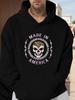 Casual Hoodie with Unique Leopard & Skull Print - Cozy Polyester