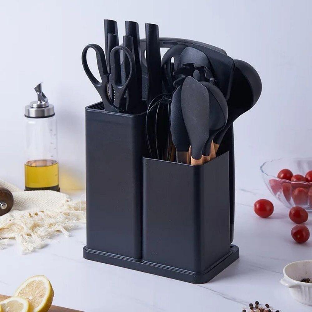 19pcs Kitchen Utensils And Knife Set, Silicone Cooking Utensils,Stainless Steel Chef Knives,Cutting Board,Kitchen Cooking Tools