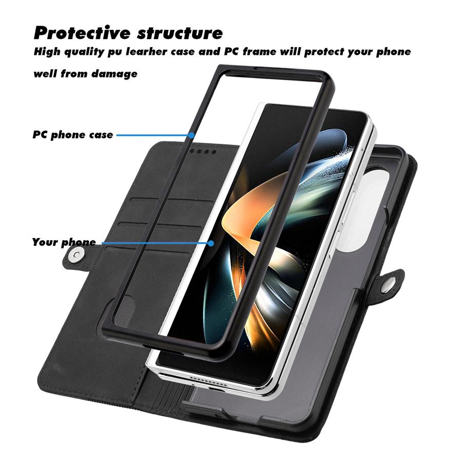 Z Fold7 5G 2025 Flip Case For Samsung Galaxy Z Fold 7 Leather Texture Wallet Funda For Galaxy Z Fold 6 5 4 3 Luxury Cover