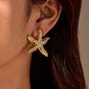 GEMCHIC Women's Starfish 18K Plated Stainless Steel Zircon Stud Earrings, Fashion Elegant Oxidized-Free Jewelry