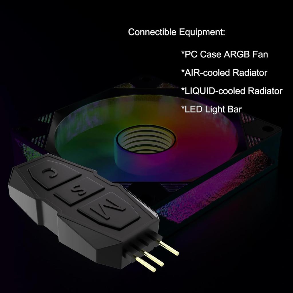 DS Mini ARGB PC Fans Controller Kit with One-to-One Matching Function for Computer Case RGB Fans, PC ARGB Heat Sink (3 Pin, 14 Key, SATA Power, 5th
