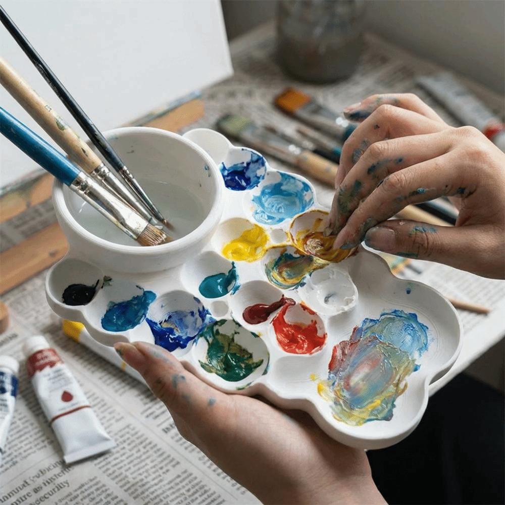 New Plastic Paint Palette Tray White Portable Watercolor Mixing Tray 3D Printing Pigment Tray Palette For Adults
