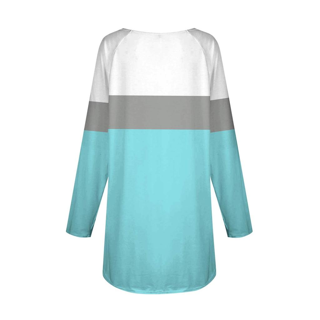 Women's Fashion Casual Long Sleeve Print Round Neck Pullover Top Blouse