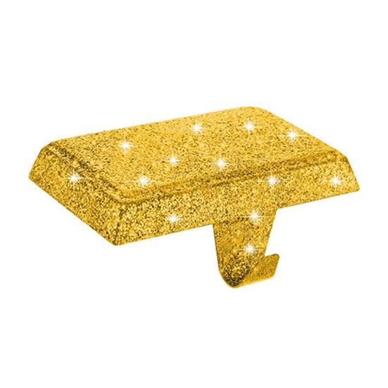 Glitter Christmas Stocking Holder Xmas Stocking Hanging Hook Heavy Duty Metal Stocking Hanger for Mantle Shelf Fireplace Stair Holiday Party Decor