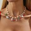 Salircon Christmas Tree Santa Claus Snowman Bell Pendant Necklace for Women Creative Metal Clavicle Choker Party New Year Gift