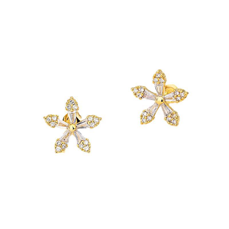 Small Flower Zircon Earrings for Women Simple, Small and Cute Little Fresh and Beautiful, Sweet and Elegant Earrings