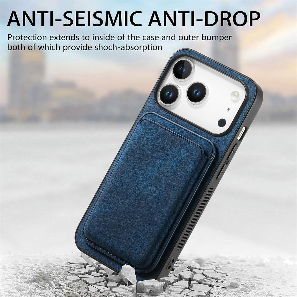 For iPhone 17 Pro Case Retro Leather + TPU Phone Cover with Detachable Card Slot