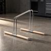 Stainless Steel Bike Stand with Wooden Base Single Wheel Cycle Parking Antigrip