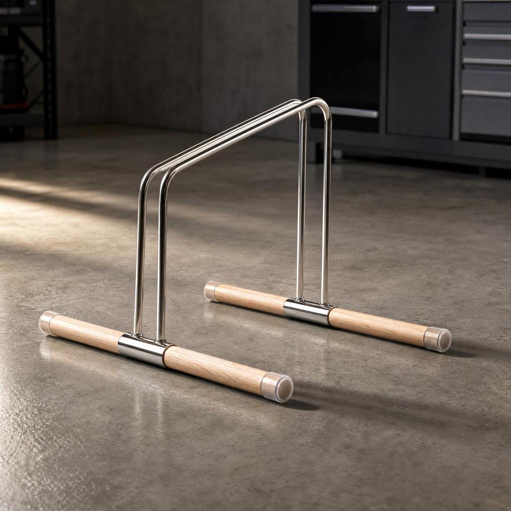 Stainless Steel Bike Stand with Wooden Base Single Wheel Cycle Parking Antigrip
