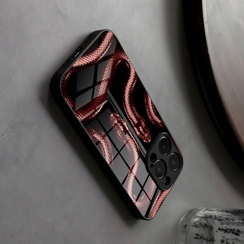Snake Rose Skull Blvck Black Phone Case Wave Glass For IPhone17 Air 16 15 17 14 Pro Max 13 12 11 X XS XR Plus For Samsung S 25 2