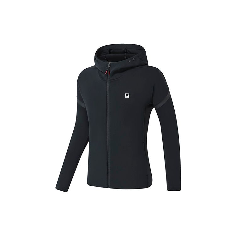 FILA Color Block Logo Minimalist Sports Fitness Knitted Jacket Men Jacket Deep-Black A11M311506FBK