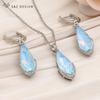Fashion Water Drop Crystal Dangle Earrings Jewelry Sets For Women Rose Gold Color Zirconia Wedding Necklace