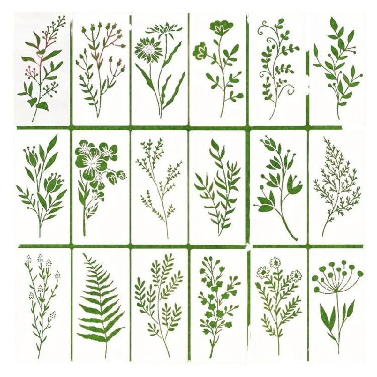 

Nature Inspired Art Education Tools 18 Plant Design Templates PET Material Stencils For Classroom Home Studio Use 1