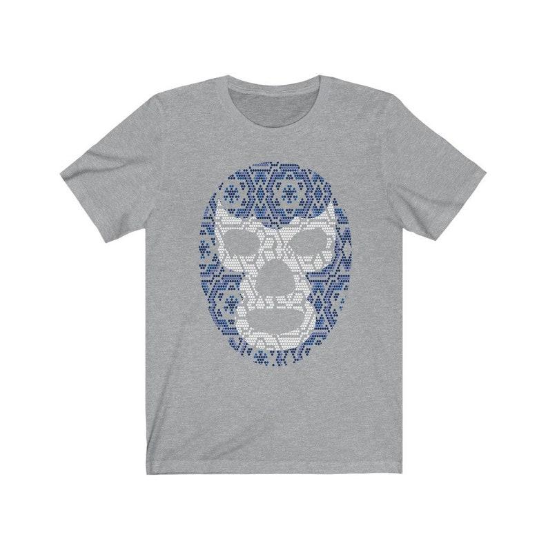 2025 Summer New Hot-selling Authentic Huichol Art Lucha Libre Wrestler Mask Mexican T-shirt - Unique Themed Gift