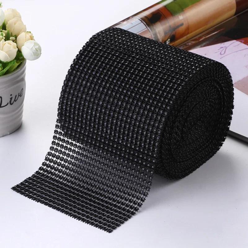 

1 Yard Black Color Sparkle Rhinestone Crystal Diamond Mesh Wrap Roll Ribbon 1 yard чёрный