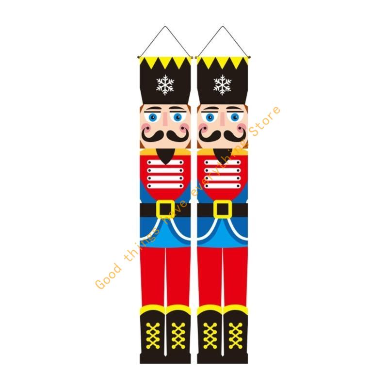 2025 New Year Nutcrackers Soldier Decoration Couplet Santa Hanging Flag 55KF