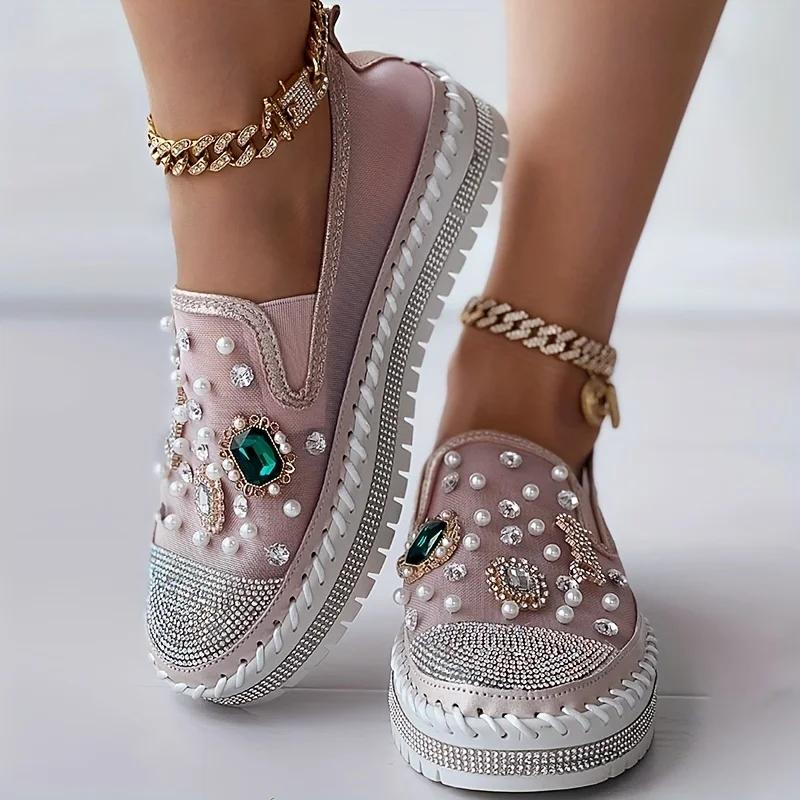 Fashion Mocassins À Enfiler Pour Femmes, Baskets En Maille, Décor Biscuits, Chaussures Plates Basses