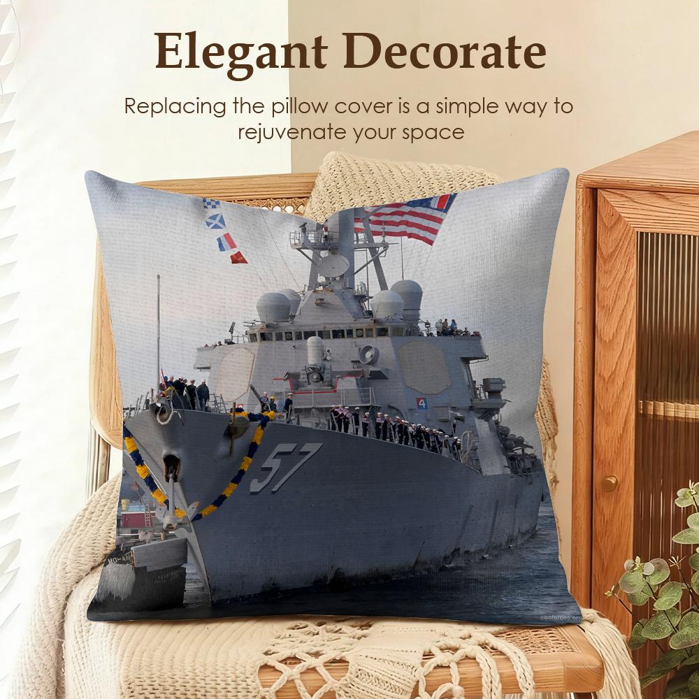 Destroyers Usa Cool Cushion Cover Natural Linen Organic Fabric Double-Sided Printing Sofa Home Decor Gift Pillow Case