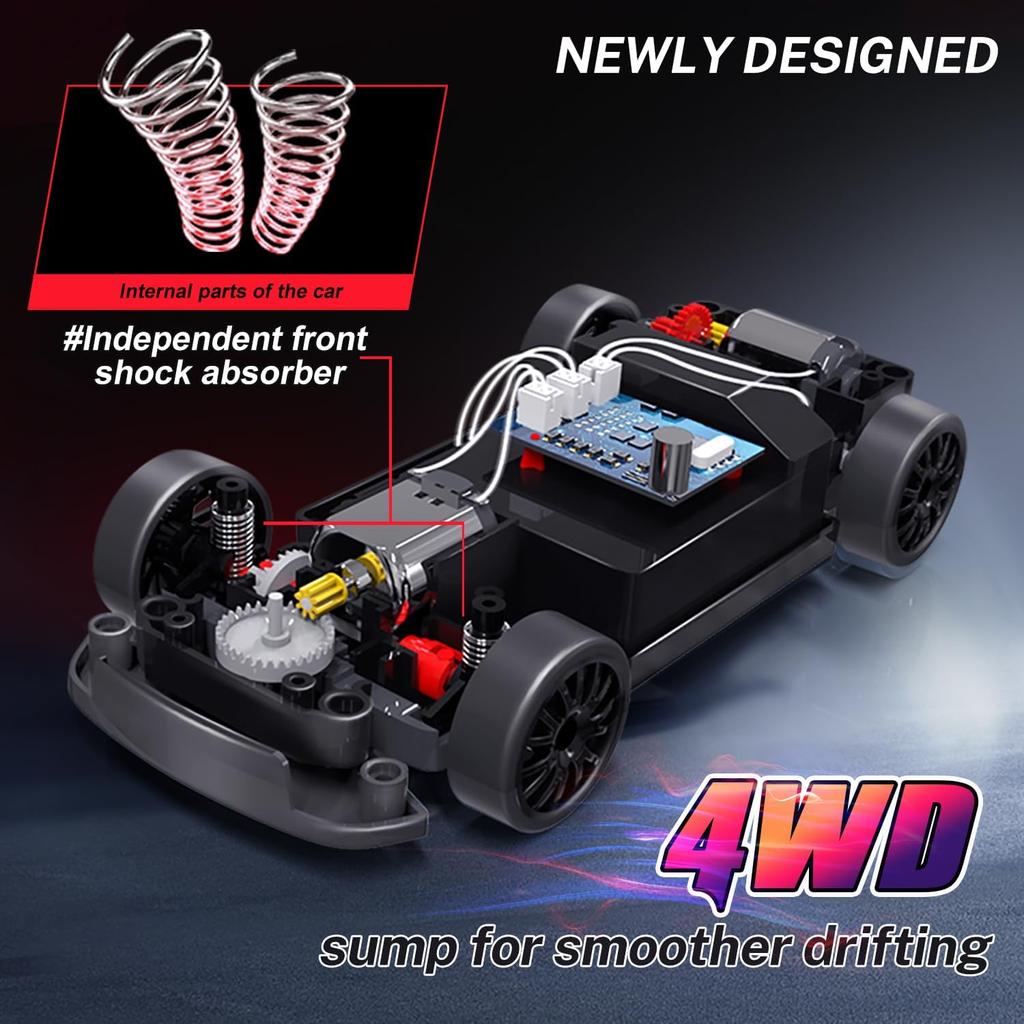 RC Drift Cars 1:24 Scale Remote Control Vehicle with LED Lights Drifting Tires Racing Sports Vehicle Toy Idea Gift for Adult Boy